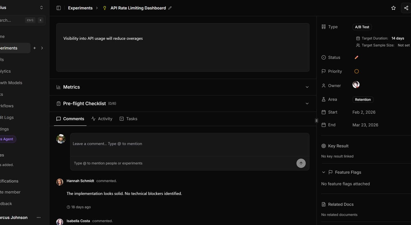 Experiments screenshot